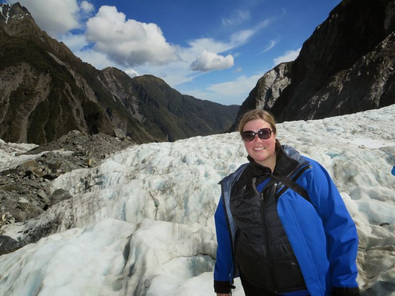 Amanda on a Glacier in New Zealand