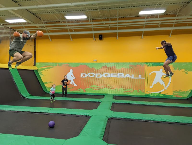 Playing Dodgeball at a Trampoline Park